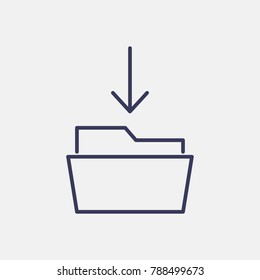 Outline download folder icon illustration isolated vector sign symbol