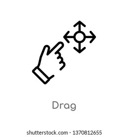 outline drag vector icon. isolated black simple line element illustration from arrows 2 concept. editable vector stroke drag icon on white background