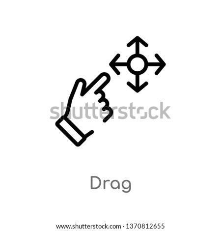 outline drag vector icon. isolated black simple line element illustration from arrows 2 concept. editable vector stroke drag icon on white background