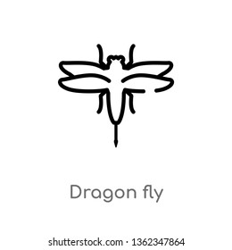 outline dragon fly vector icon. isolated black simple line element illustration from animals concept. editable vector stroke dragon fly icon on white background