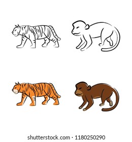 Outline draw animals
