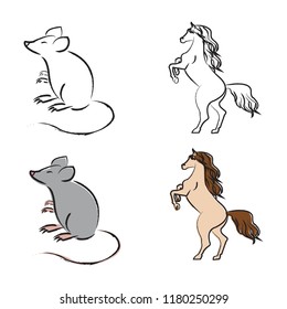 Outline draw animals