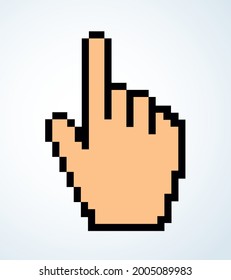 Outline draw palm arm stick index hold choose press search aim gesture set emblem design modern e pc ui cartoon drawn art style. Closeup 3d electron shadow show view light text space render email page