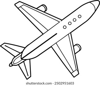 Outline Drawing of Airplane for Coloring and Design Projects