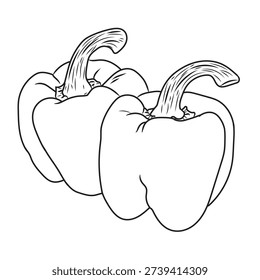 Outline drawing for bellpeppers, vector design, vector bellpeppers line art, hand painting design set, EPS format, doodle hand drawn icon set, Outline drawing