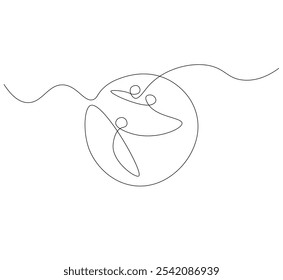 Outline drawing of a bowling ball. one line drawing Vector illustration. Bowling ball icon in one line.
