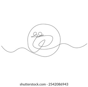 Outline drawing of a bowling ball. one line drawing Vector illustration. Bowling ball icon in one line.
