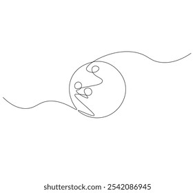 Outline drawing of a bowling ball. one line drawing Vector illustration. Bowling ball icon in one line.
