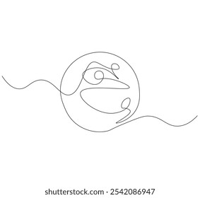 Outline drawing of a bowling ball. one line drawing Vector illustration. Bowling ball icon in one line.
