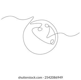 Outline drawing of a bowling ball. one line drawing Vector illustration. Bowling ball icon in one line.
