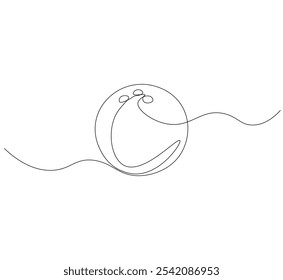 Outline drawing of a bowling ball. one line drawing Vector illustration. Bowling ball icon in one line.
