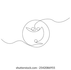 Outline drawing of a bowling ball. one line drawing Vector illustration. Bowling ball icon in one line.
