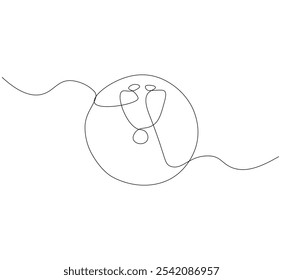 Outline drawing of a bowling ball. one line drawing Vector illustration. Bowling ball icon in one line.
