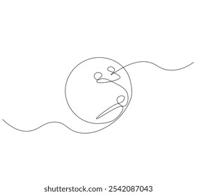 Outline drawing of a bowling ball. one line drawing Vector illustration. Bowling ball icon in one line.
