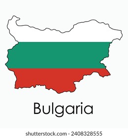 Outline drawing of Bulgaria flag map. Vector illustration.