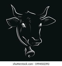  Outline drawing of bull hand. Vector illustration.