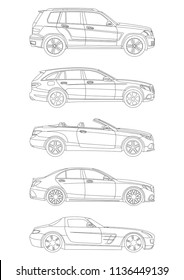 Outline drawing car in