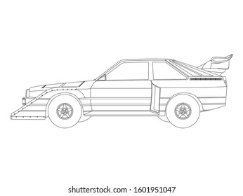 outline drawing of a car from side view