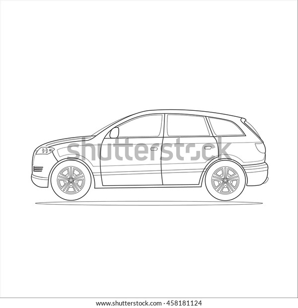 Outline Drawing Car Vector Islated Illustration Stock Vector (Royalty ...