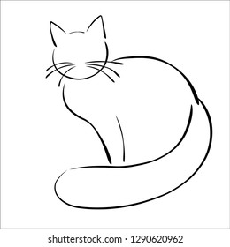 Outline drawing of a cat for a logo. Suitable for veterinary clinics, shops, animal feed.