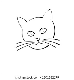 Outline drawing of a cat for a logo. Suitable for veterinary clinics, shops, animal feed.