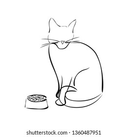 Outline drawing of a cat for a logo. Suitable for veterinary clinics, shops, animal feed.
