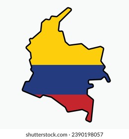 Esquema del mapa de la bandera de Colombia. Limpieza de vectores.