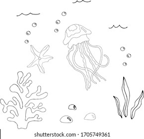 Outline drawing for coloring. Cartoon lines art. Vector hand draw illustration