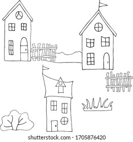 Outline drawing for coloring. Cartoon lines art. Vector hand draw illustration