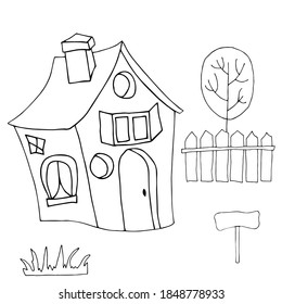 Outline drawing for coloring. Cartoon lines art. Vector hand draw illustration