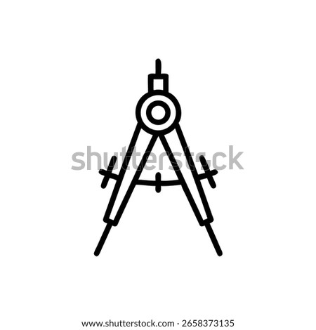 Outline drawing a compass protractor on tool instrument