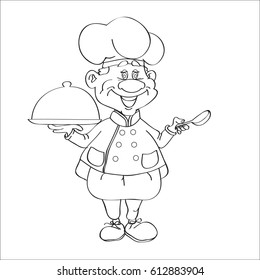 outline drawing cook to colour in