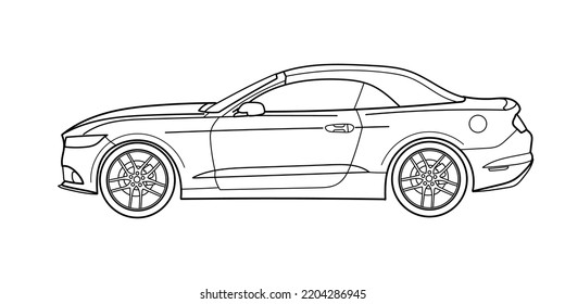 Outline Drawing Coupe Convartable Sport Car Stock Vector (Royalty Free ...