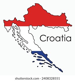 Outline drawing of Croatia flag map. Vector illustration.