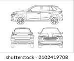 outline drawing of the crossover. Skoda Kamiq.