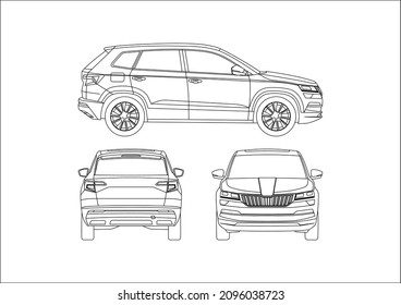 outline drawing of the crossover. Skoda Karoq.