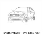 outline drawing of the crossover. Skoda Kodiaq.