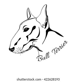 outline drawing of the dog's head and the words Bull Terrier