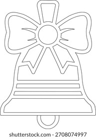 Dibujo de contorno de una campana festiva con arco para colorear