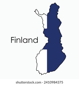 Esquema del mapa de la bandera finlandesa. Ilustración vectorial.