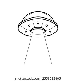 An outline drawing of a flying saucer