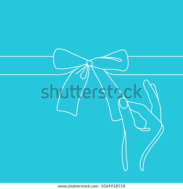 Outline Drawing Hand Unbinding Ribbon Bow: เวกเตอร์สต็อก (ปลอดค่า ...