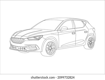 Outline Drawing Hatchback Seat Leon Stock Vector (Royalty Free ...