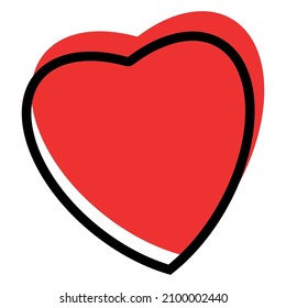 Outline drawing of a heart. Design element for love concept. Doodle sketch red heart shape.