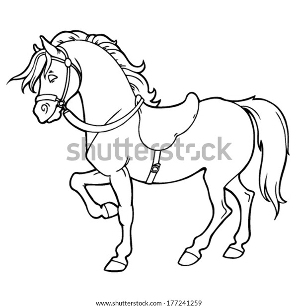 Outline Drawing Horse Saddle Stock Vector (Royalty Free) 177241259