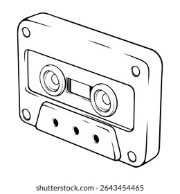 outline drawing illustration of a cassette