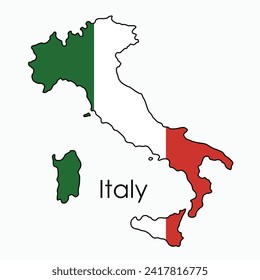 Outline drawing of Italy flag map. Vector illustration.