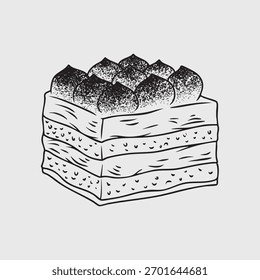 Outline drawing of a layered cake