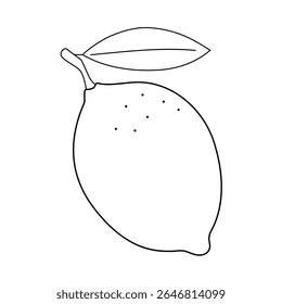 Contorno de desenho limão isolado em um fundo branco. Ícone linear, ilustração vetorial de frutas.	