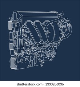 Outline drawing of Machine Engine illustration